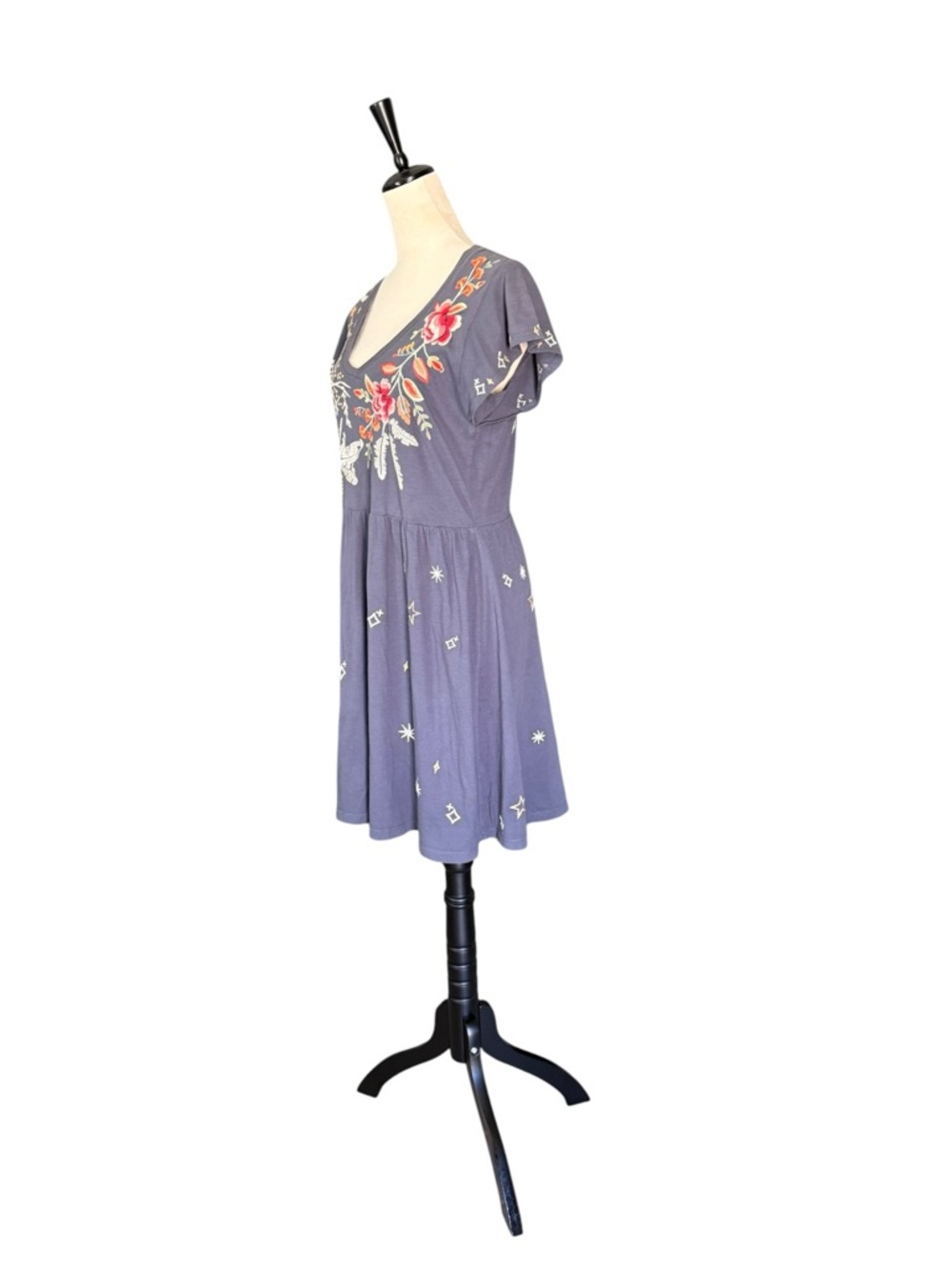 Johnny Was Manu Flutter Sleeve Knit Floral Embroidered Tunic Dress Size Small - Picture 5 of 13